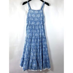 Ahika Sundress Small Tiered Smocked Spaghetti Strap Floral Boho‎ Cottage Prairie